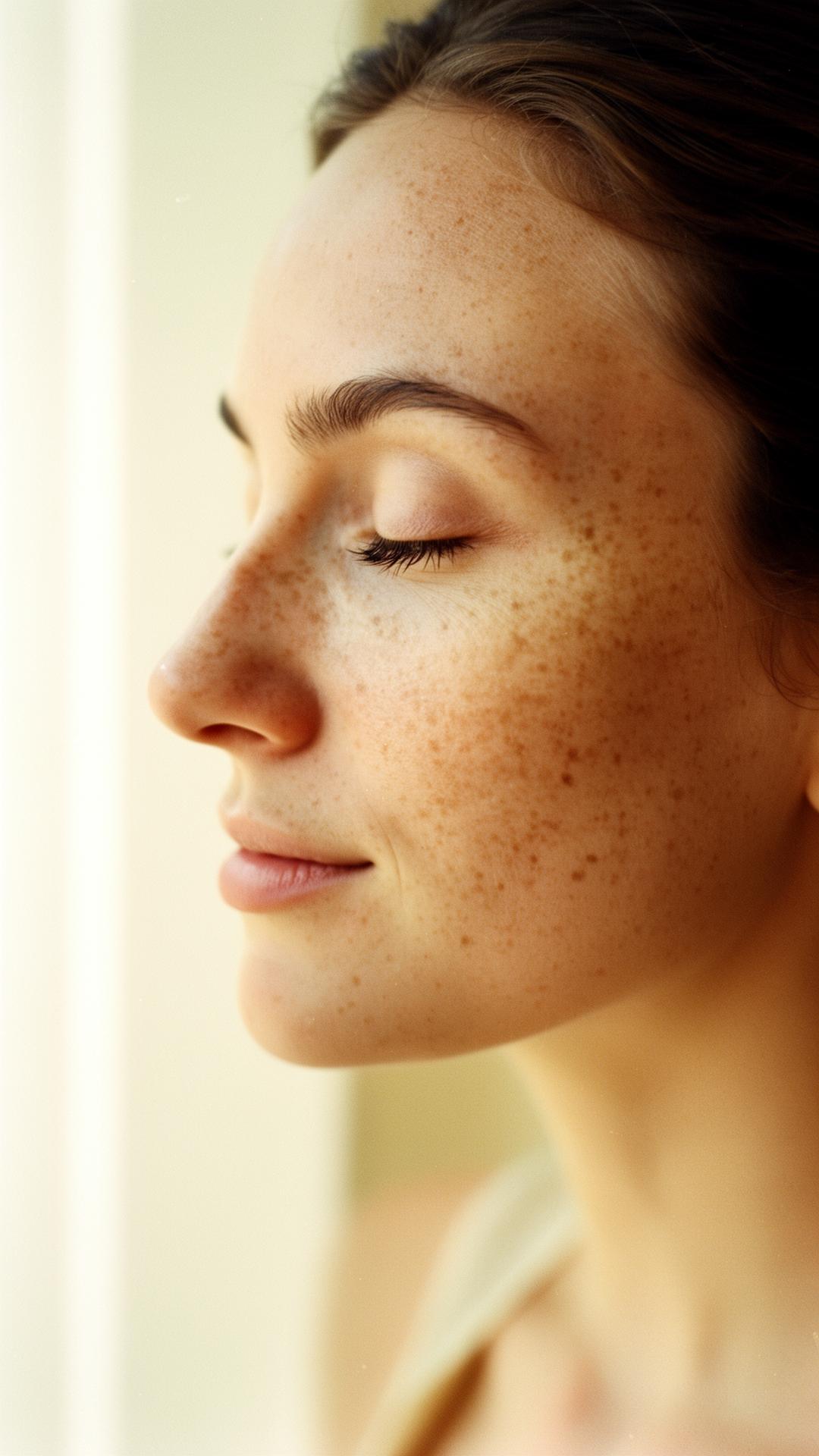 Profile of a woman in soft daylight